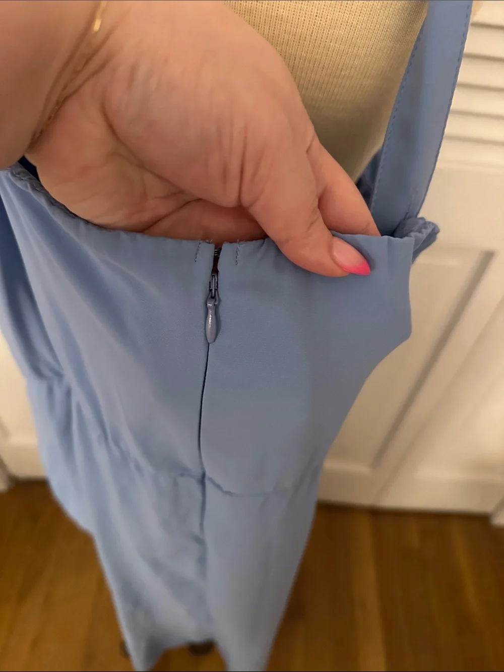 Abercrombie & Fitch Sky Blue Ruffle Tie-Front Maxi Dress